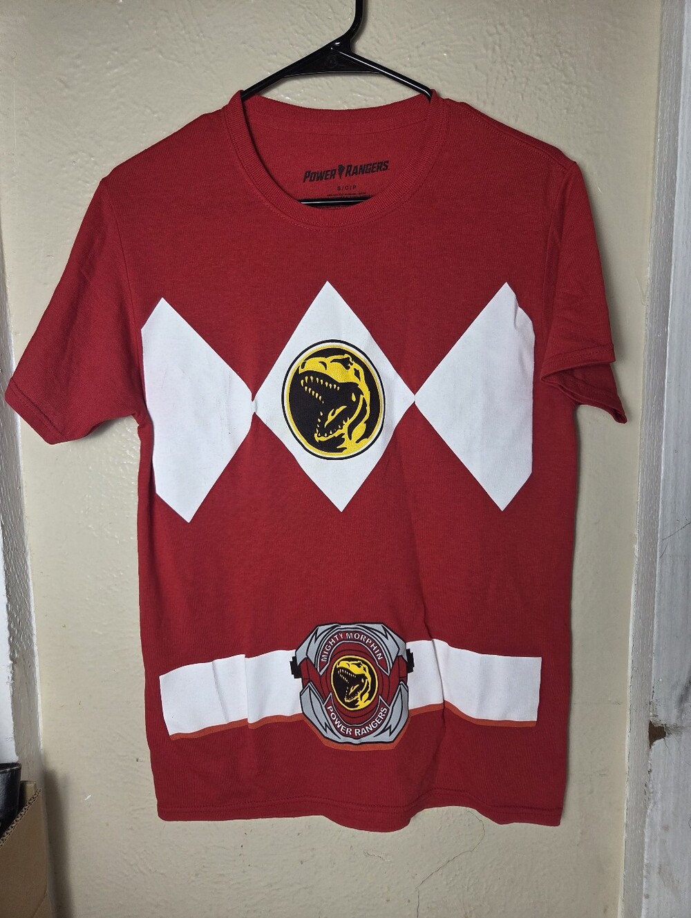 Power Rangers Shirt Mens Red Mighty Morphin Dino Halloween Small